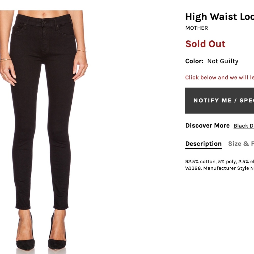 MOTHER DENIM HIGH WAISTED LOOKER NOT GUILTY 26